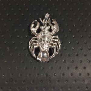 14k White Gold Lobster Pendant Charm